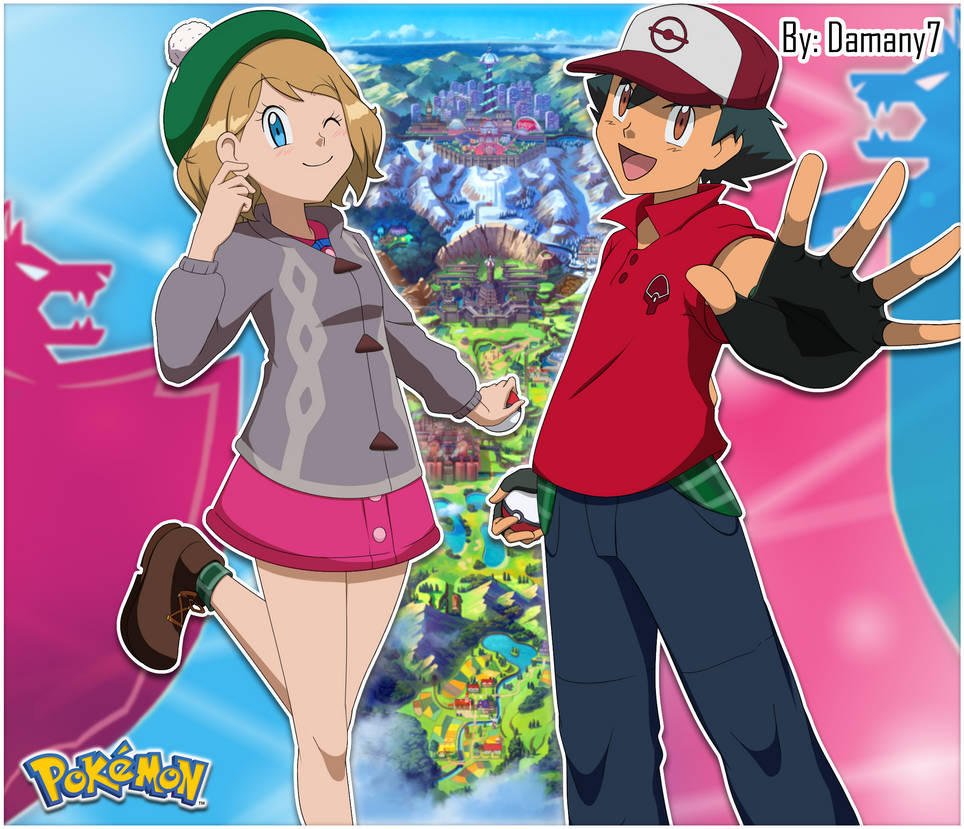  Ash y Serena atuendo Galar by Damany7 on DeviantArt Illustration 