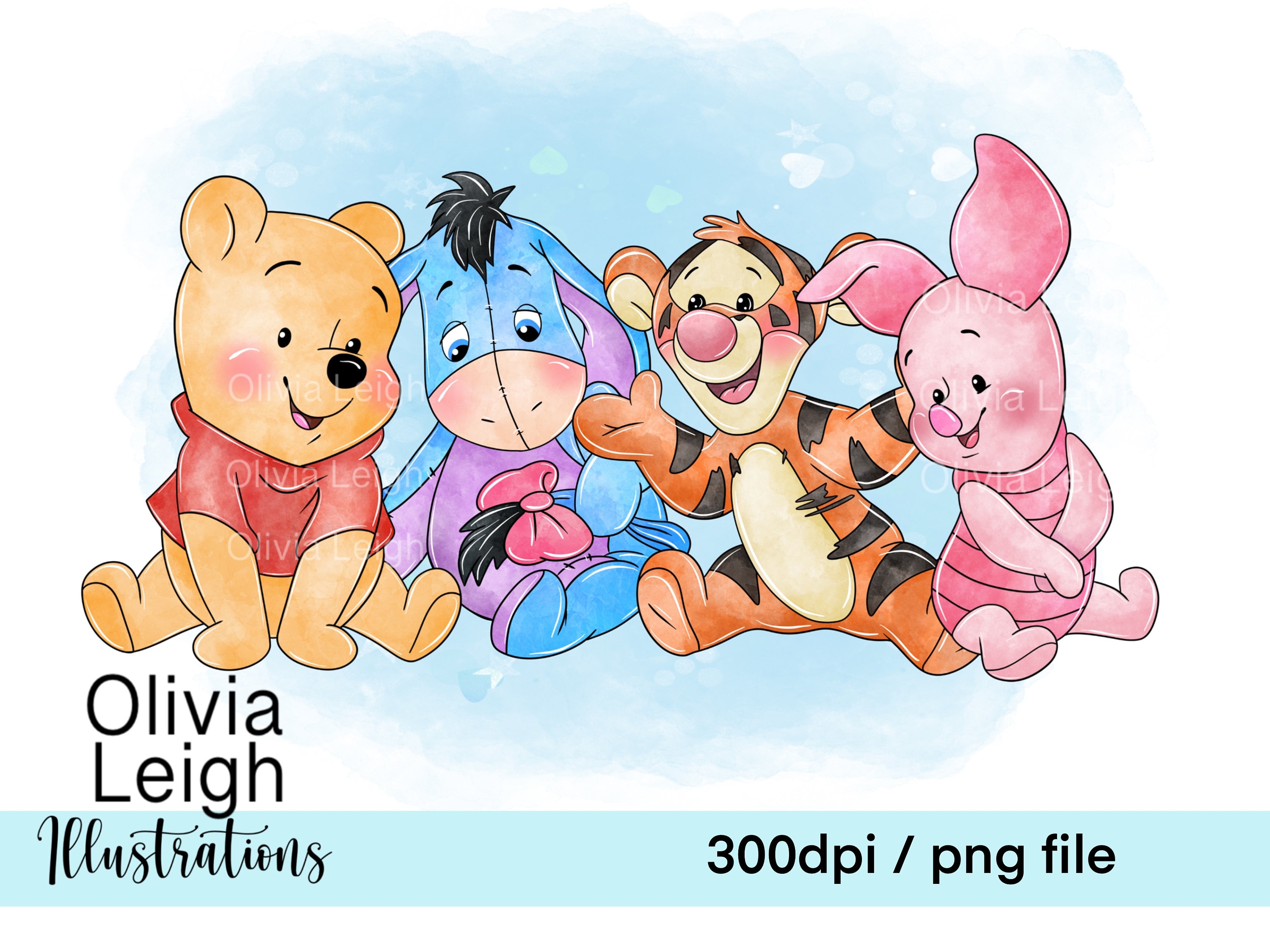  Cute Baby Winnie the Pooh Eeyore Clipart Sublimation PNG Files DIGITAL 