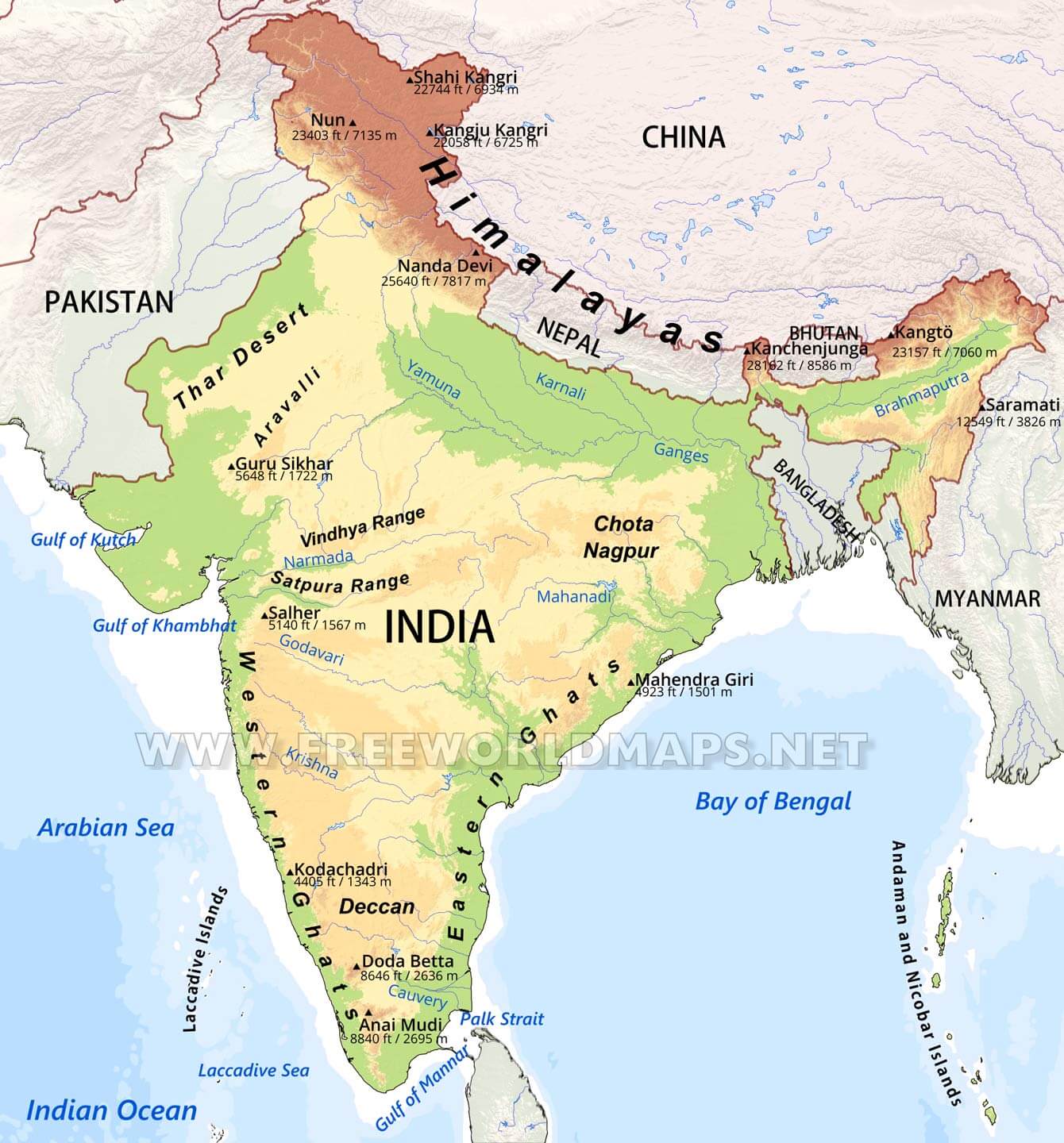  India Physical Map Motiv 