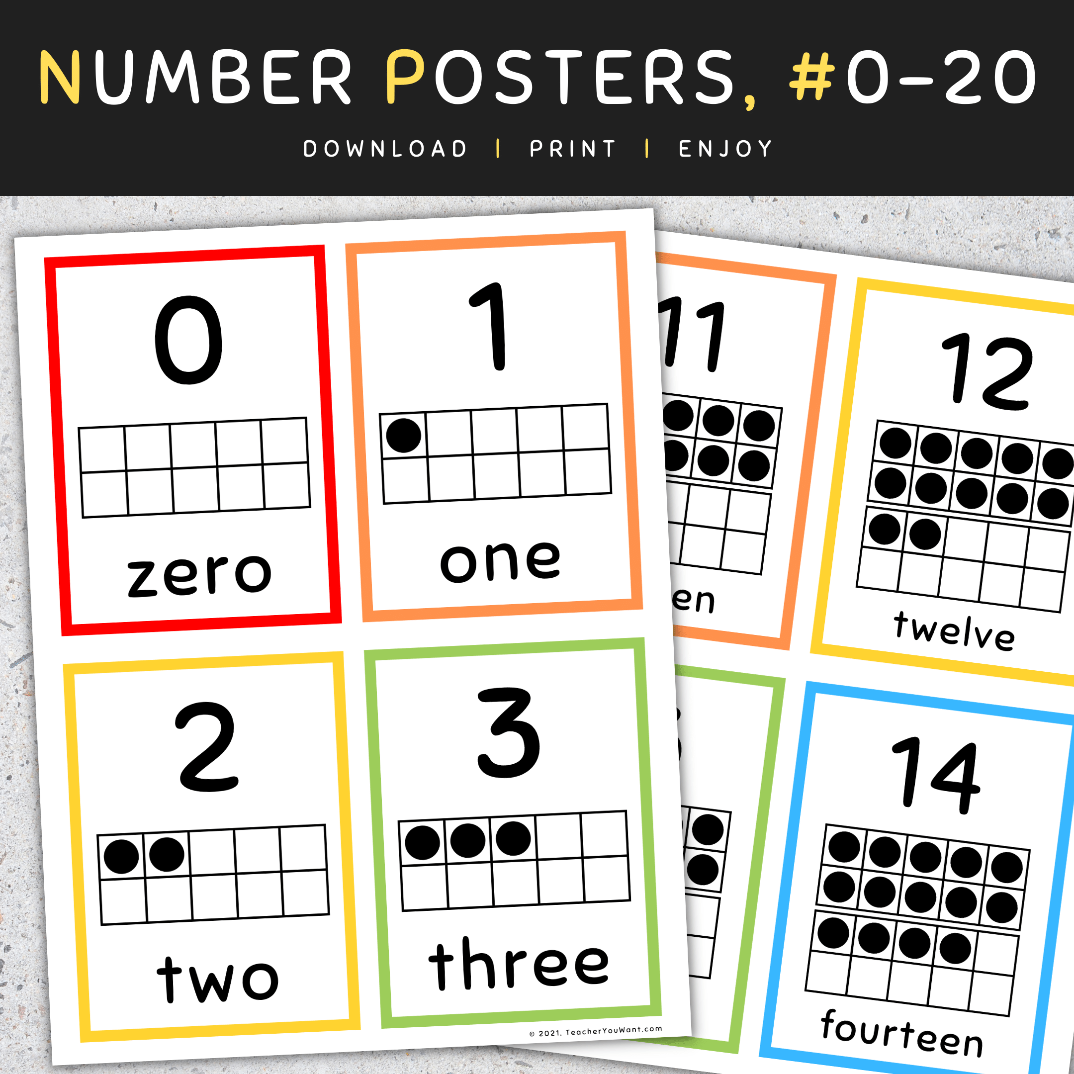  Foto zu Number Posters, 0-20: Ten Frames Number Posters/Flashcards, Classroom 