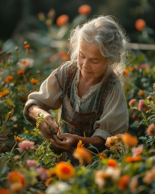 Elderly Womans Peaceful Garden Images - Free Download on Freepik